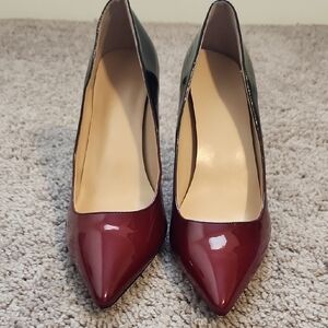 Red and Black High Heeled Shoes with Pointed Toe Design